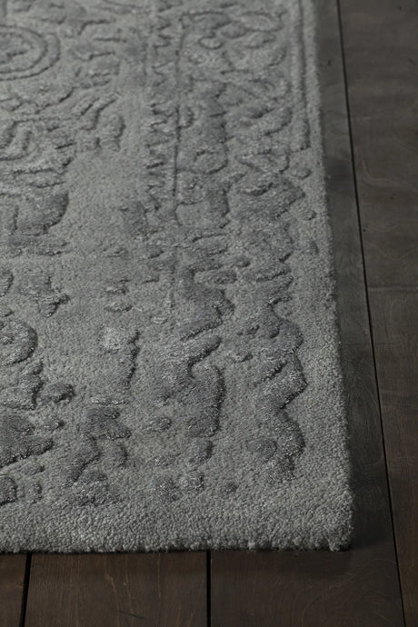Chandra Xia XIA-43702 Grey rug, corner detail