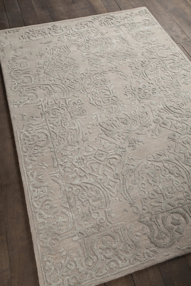 Chandra Xia XIA-43703 pink and Silver rug, angled side view