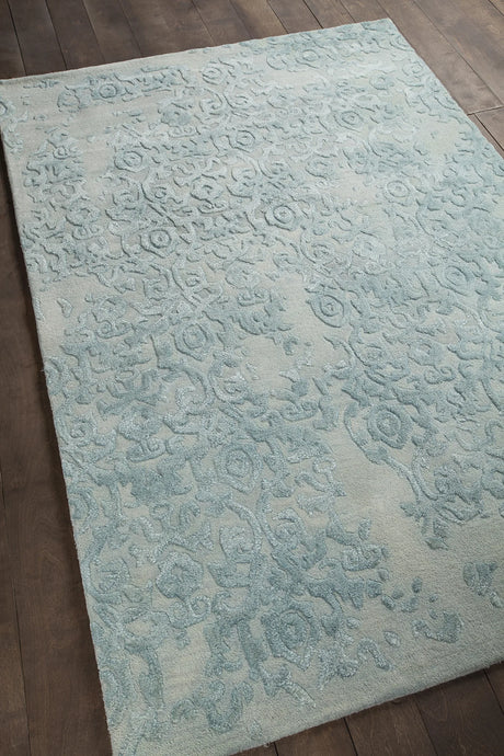 Chandra Xia XIA-43704 blue rug, angled side view