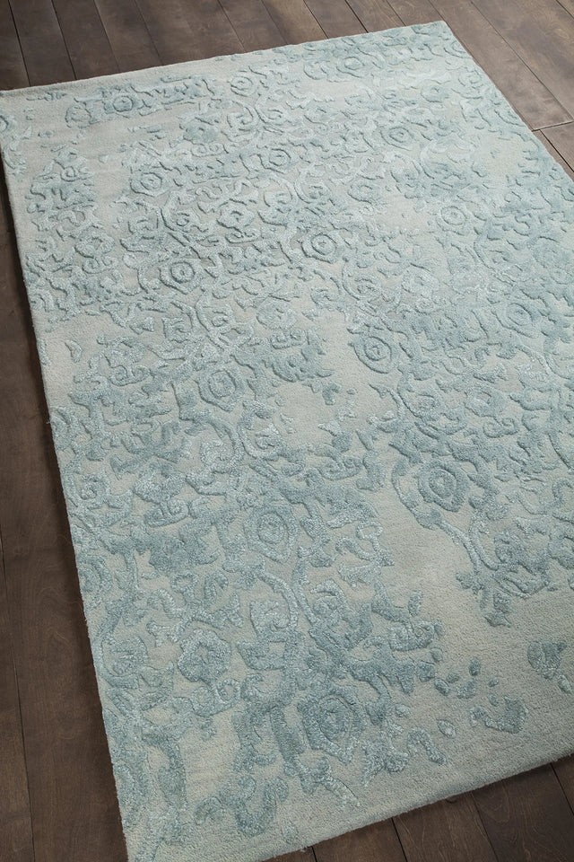 Chandra Xia XIA-43704 blue rug, angled side view