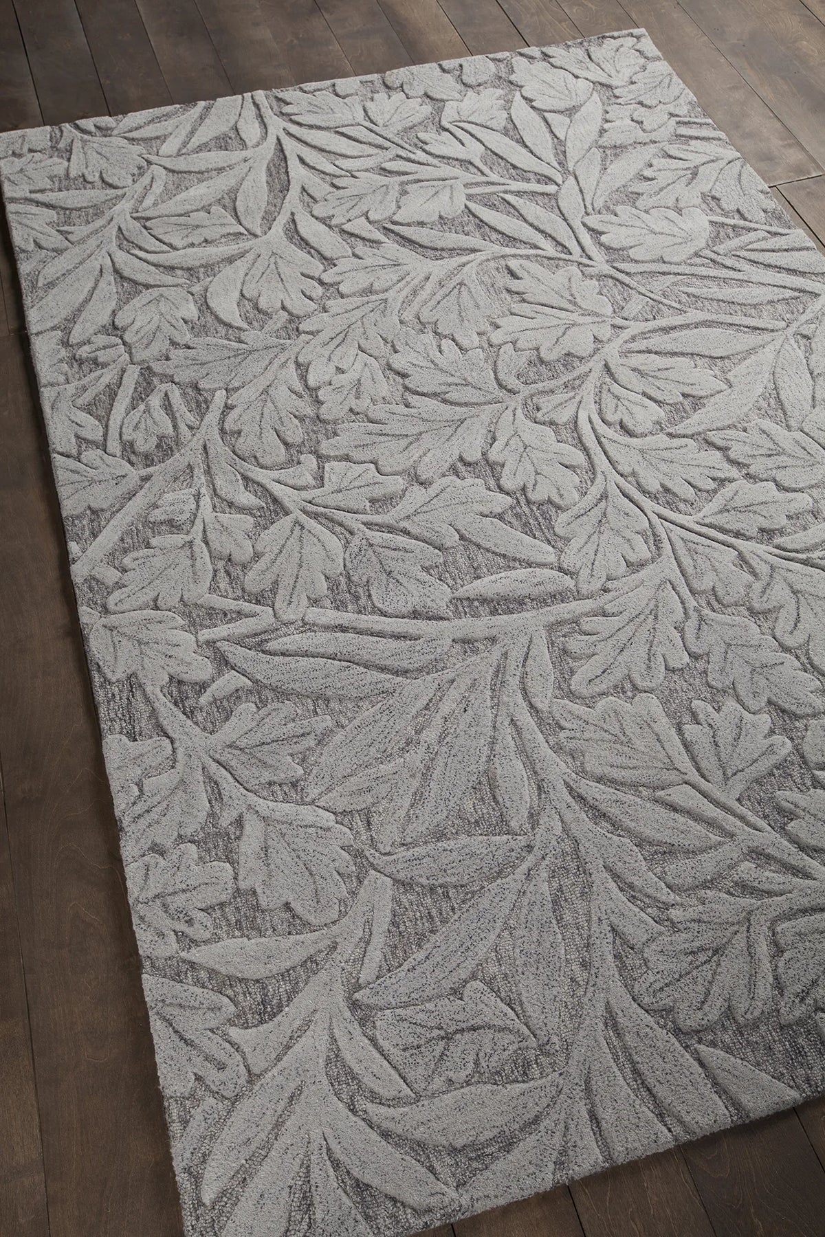 Chandra Yelena YEL-43800 grey and ivory rug, angled side view
