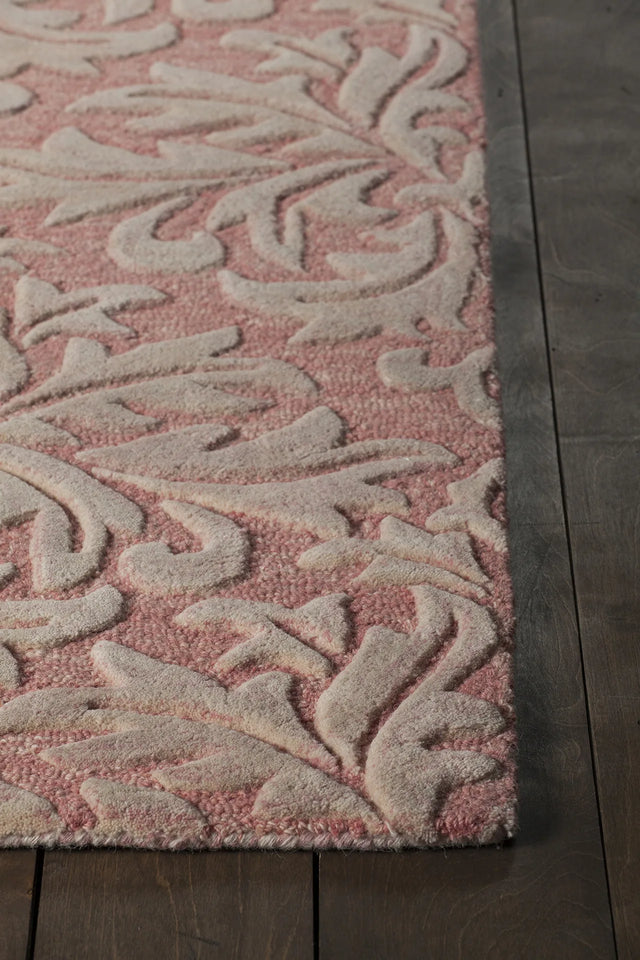 Chandra Yelena YEL-43801 pink and ivory rug, corner detail
