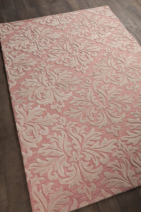 Chandra Yelena YEL-43801 pink and ivory rug, angled side view