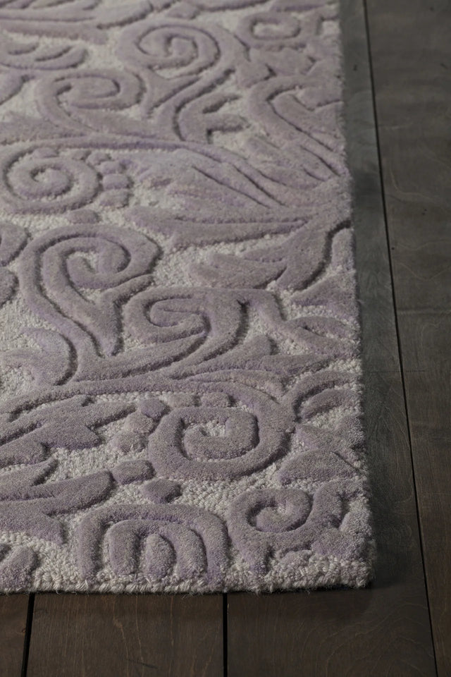 Chandra Yelena YEL-43802 purple and white rug, corner detail