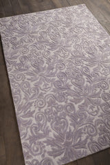 Chandra Yelena YEL-43802 purple and white rug, angled side view