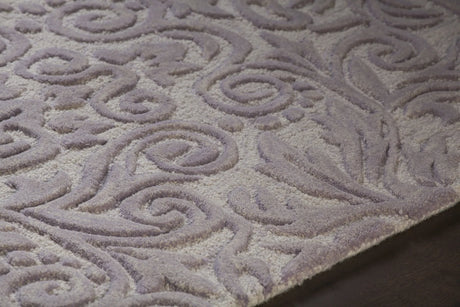 Chandra Yelena YEL-43802 purple and white rug, side detail view