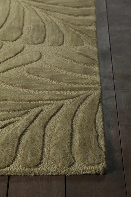 Chandra Yelena YEL-43803 green and ivory rug, corner detail