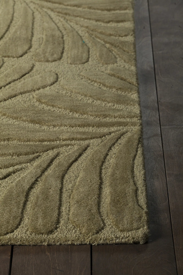 Chandra Yelena YEL-43803 green and ivory rug, corner detail