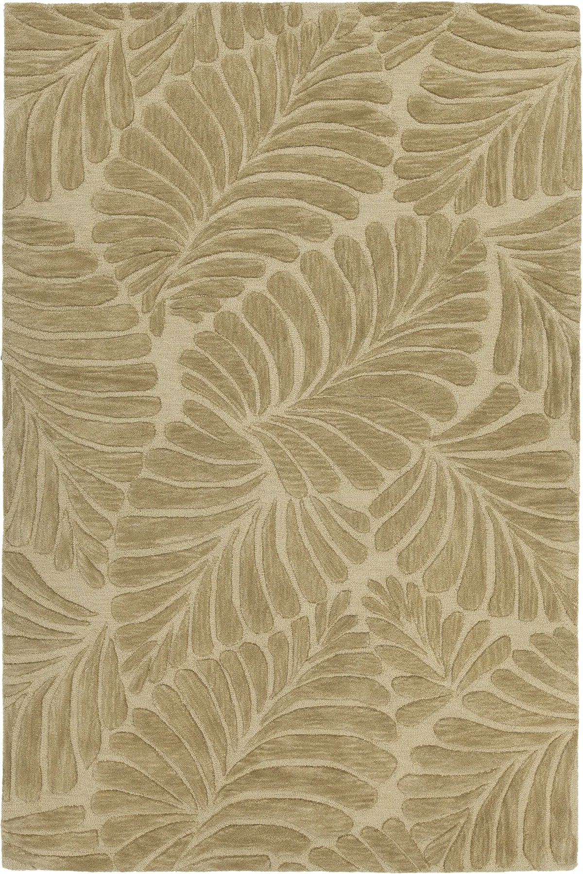 Chandra Yelena YEL-43803 green and ivory rug, flat view