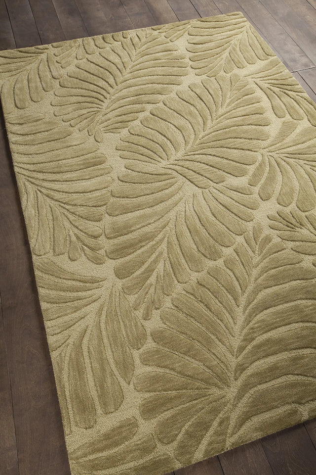 Chandra Yelena YEL-43803 green and ivory rug, angled side view