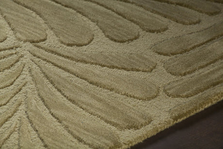 Chandra Yelena YEL-43803 green and ivory rug, side detail view