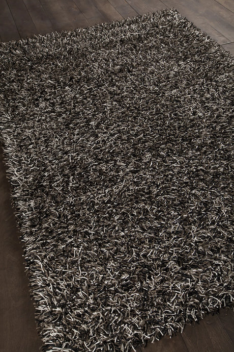 Chandra Zara ZAR-14513 Black and Cream and Olive rug, angled side view