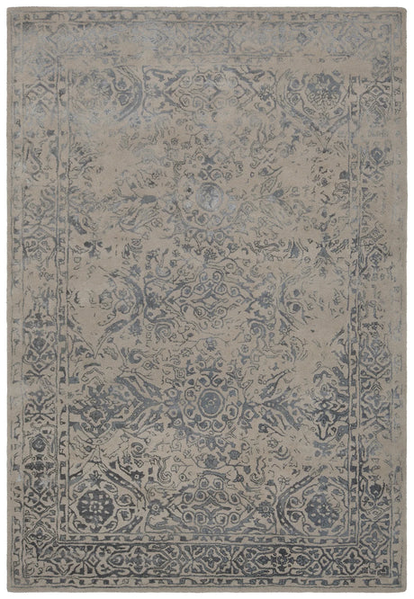 Chandra Zina ZIN-45701 Blue and Beige rug, flat view