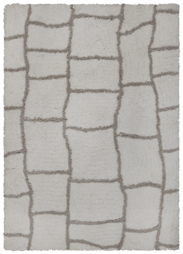 Chandra Zoya ZOY-45800 White and Silver rug, flat view