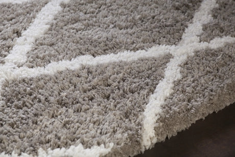 Chandra Zoya ZOY-45801 Grey and White rug, side detail view