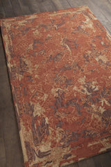 Chandra Zyana ZYA-43901 Rust and brown and gold rug, angled side view