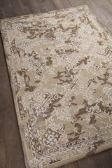 Chandra Zyana ZYA-43902 brown and tan and white rug, angled side view