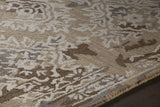 Chandra Zyana ZYA-43902 brown and tan and white rug, side detail view