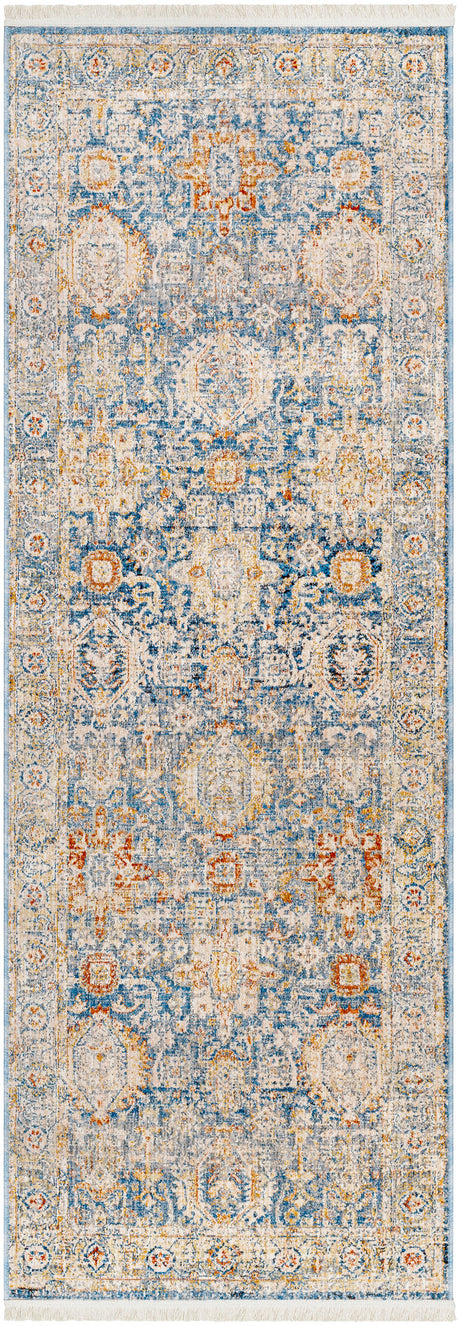 Surya Chicago Chg-2310 Blue, Light Beige, Mustard, Slate, Burnt Orange Rug.