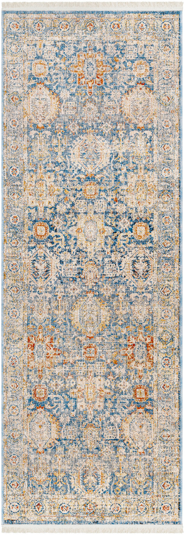 Surya Chicago Chg-2310 Blue, Light Beige, Mustard, Slate, Burnt Orange Rug.