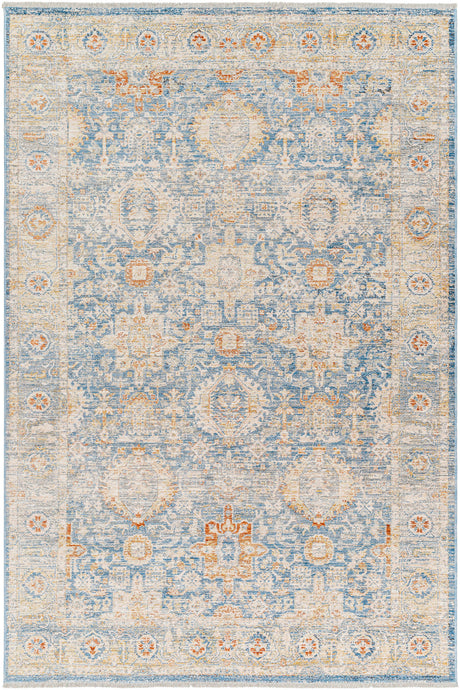 Surya Chicago Chg-2310 Blue, Light Beige, Mustard, Slate, Burnt Orange Rug.