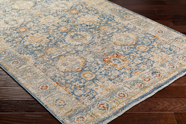 Surya Chicago Chg-2310 Blue, Light Beige, Mustard, Slate, Burnt Orange Rug.