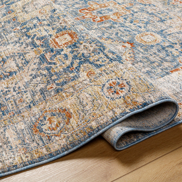 Surya Chicago Chg-2310 Blue, Light Beige, Mustard, Slate, Burnt Orange Rug.