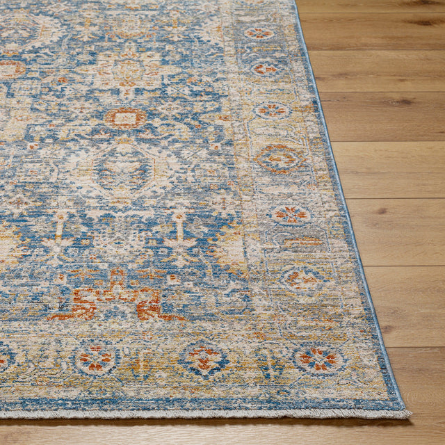 Surya Chicago Chg-2310 Blue, Light Beige, Mustard, Slate, Burnt Orange Rug.