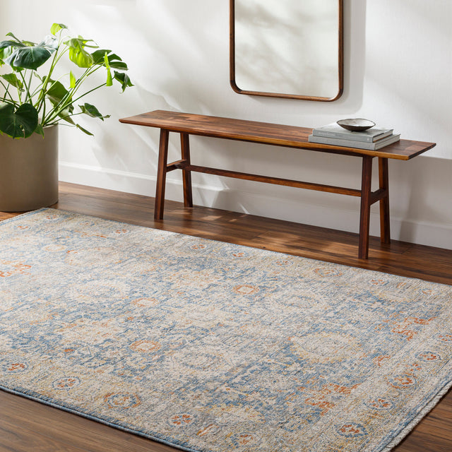 Surya Chicago Chg-2310 Blue, Light Beige, Mustard, Slate, Burnt Orange Rug.