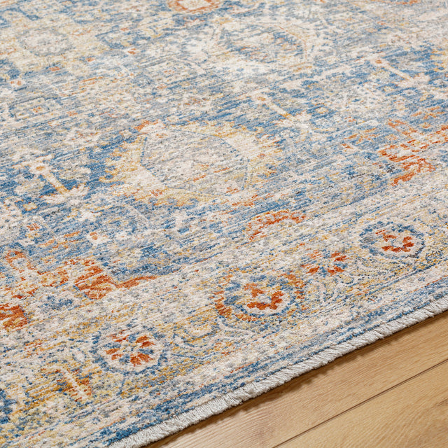 Surya Chicago Chg-2310 Blue, Light Beige, Mustard, Slate, Burnt Orange Rug.