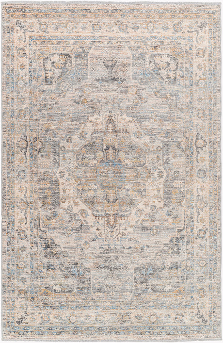 Surya Chicago Chg-2317 Slate, Charcoal, Light Beige, Blue, Mustard Rug.