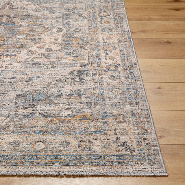 Surya Chicago Chg-2317 Slate, Charcoal, Light Beige, Blue, Mustard Rug.