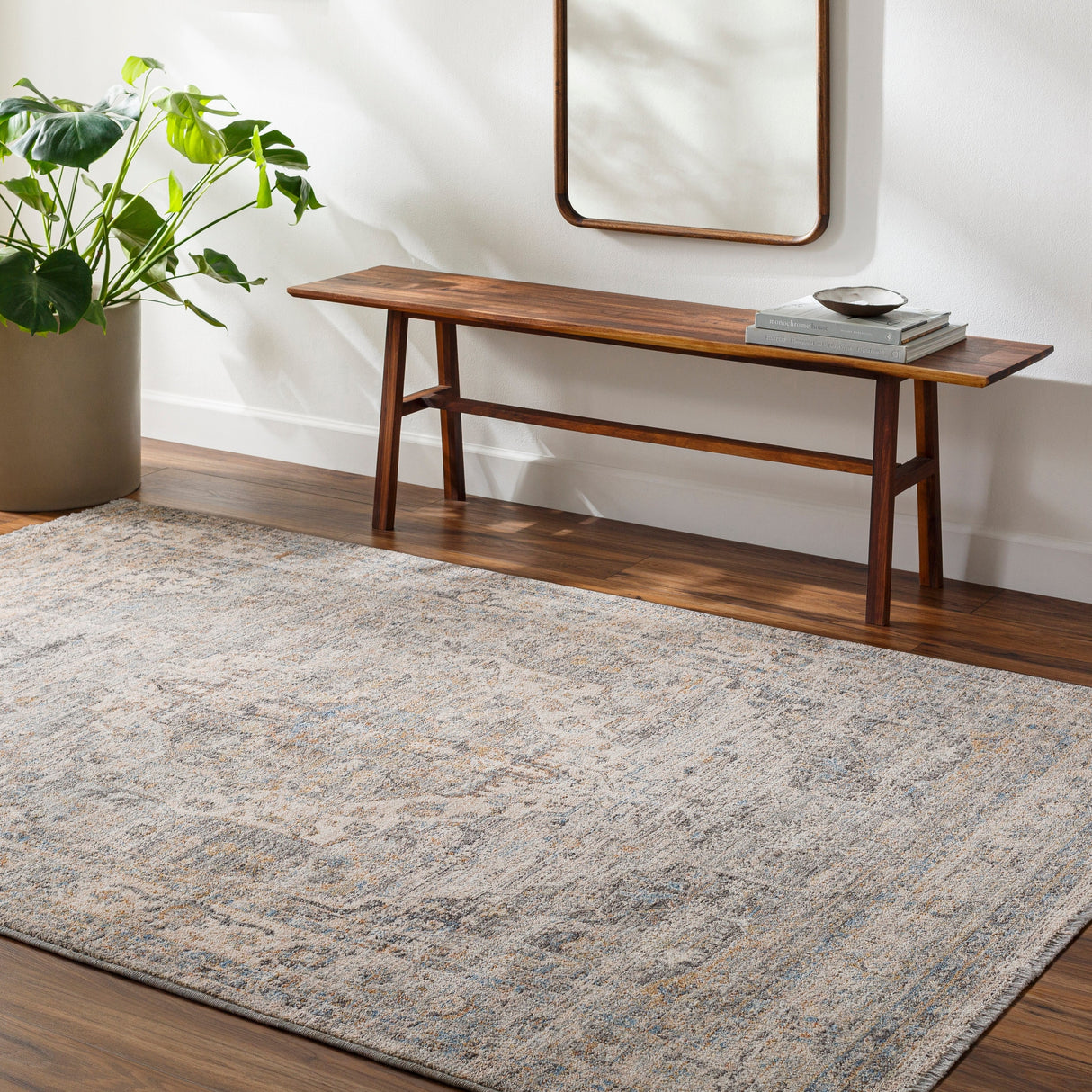 Surya Chicago Chg-2317 Slate, Charcoal, Light Beige, Blue, Mustard Rug.