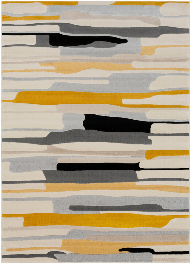 Surya City Cit-2340 Mustard, Black, Light Gray, Taupe Rugs.