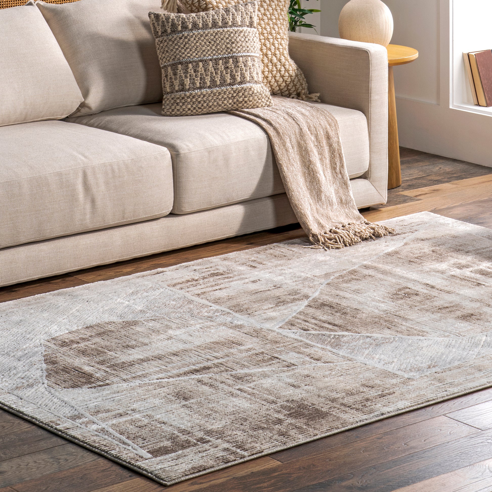 Nuloom Karly Distressed Geometric Bdon01A Beige Area Rug