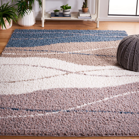 Safavieh Calico Shag Clc108E Taupe/Blue Rug.