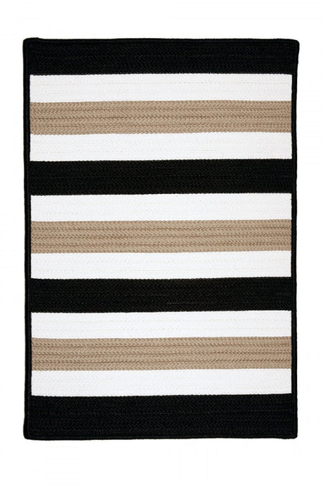 Colonial Mills Portico po49 Sharp Black / Cafe Tostado / White Rugs.