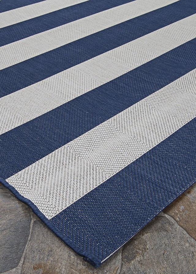 Couristan Afuera Yacht Club 5229/8503 Midnight Blue /Ivory Rugs - Couristan - 52298503020037t