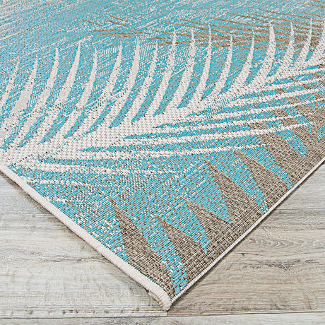 Couristan Monaco Tropical Palms 2429/3134 Aqua Rugs.