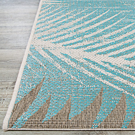 Couristan Monaco Tropical Palms 2429/3134 Aqua Rugs.