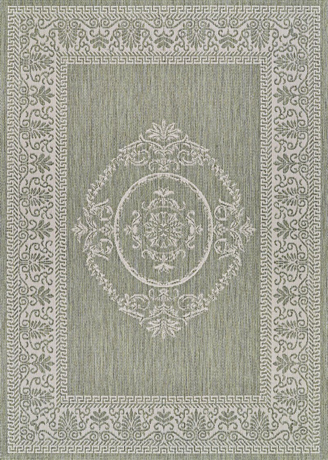 Couristan Recife Antique Medallion 1078/4412 Sage Leaf/Ivory Rug.