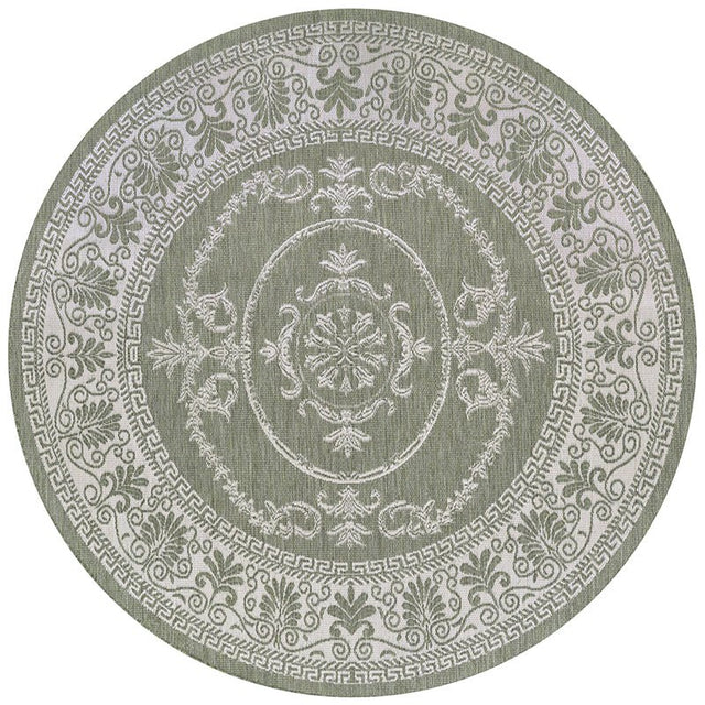 Couristan Recife Antique Medallion 1078/4412 Sage Leaf/Ivory Rug.