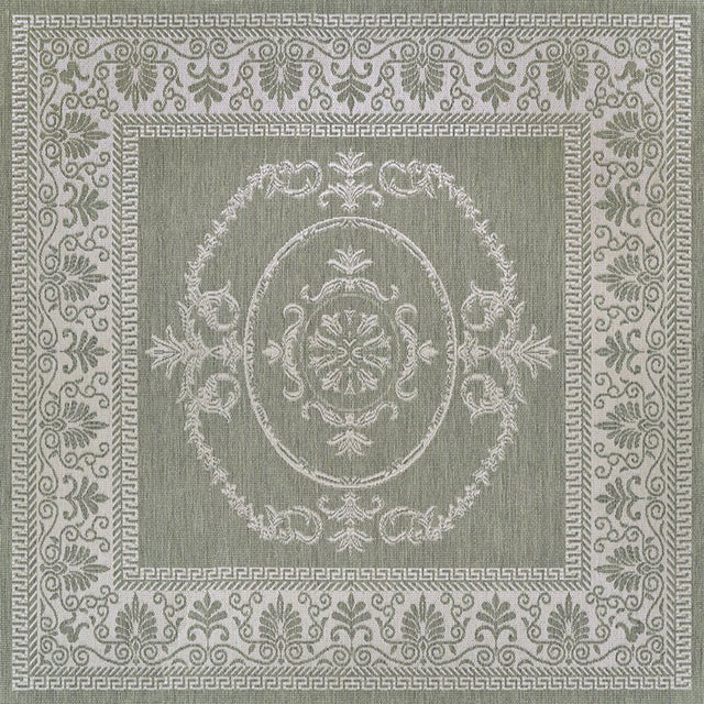 Couristan Recife Antique Medallion 1078/4412 Sage Leaf/Ivory Rug.