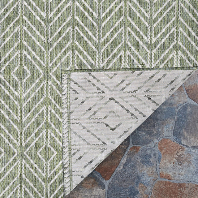 Couristan Recife Cabana Tile 1318/4412 Sage Leaf/Ivory Rug.