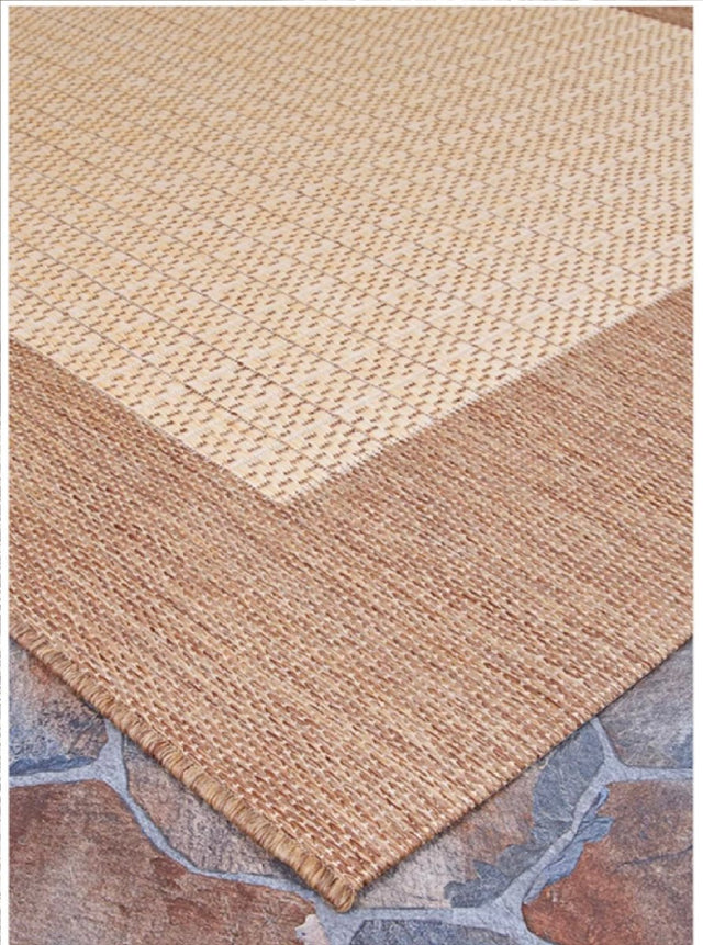 Couristan Recife Checkered Field 1005/3000 Natural / Cocoa Rugs.