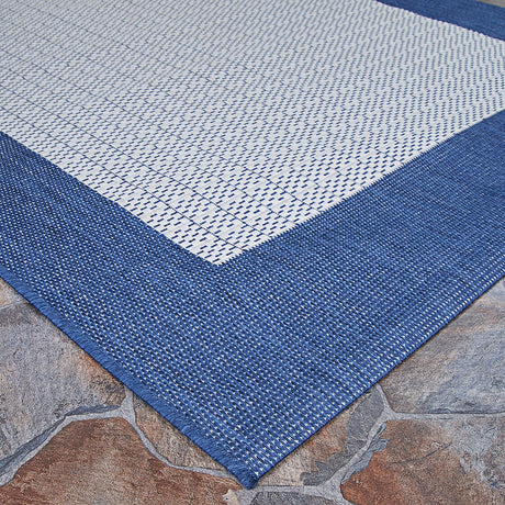 Couristan Recife Checkered Field 1005/6500 Ivory / Indigo Rugs.