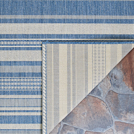 Couristan Recife Gazebo Stripe 5313/1212 Champ / Blue Rugs.