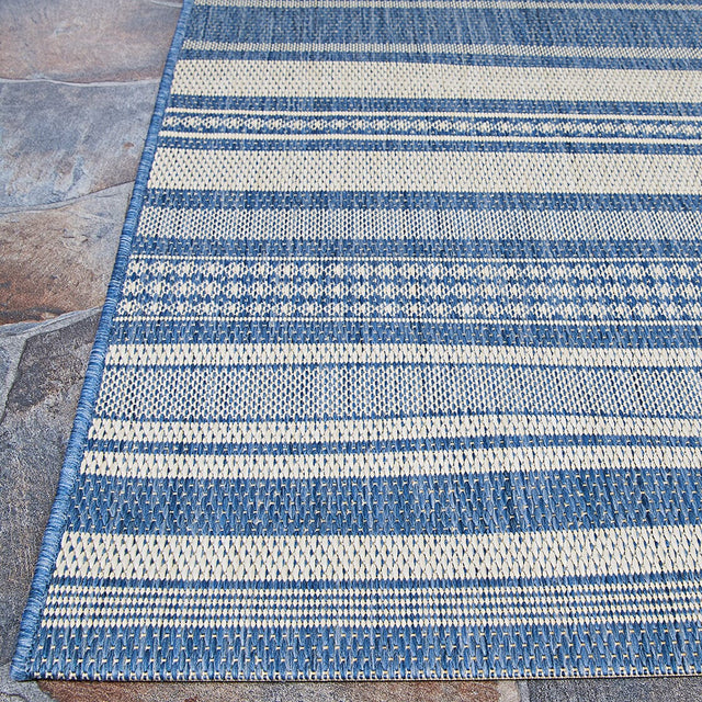 Couristan Recife Gazebo Stripe 5313/1212 Champ / Blue Rugs.