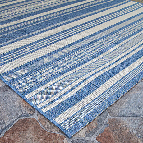 Couristan Recife Gazebo Stripe 5313/1212 Champ / Blue Rugs.