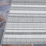 Couristan Recife Gazebo Stripe 5313/3312 Champ / Grey Rugs.
